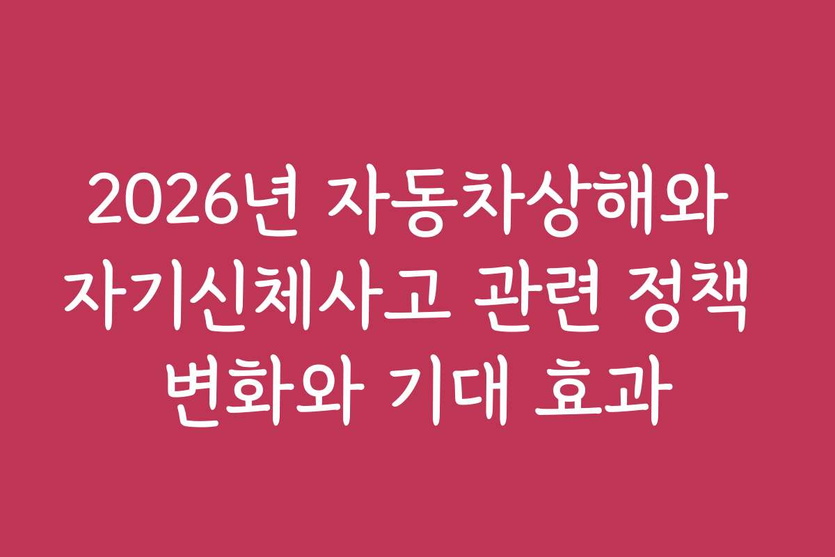 2026년 자동차상해와 자기신체사고 관련 정책 변화와 기대 효과