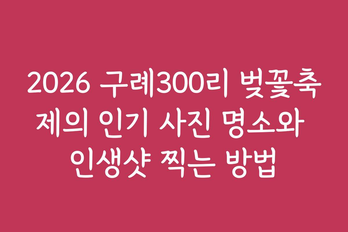2026 구례300리 벚꽃축제의 인기 사진 명소와 인생샷 찍는 방법
