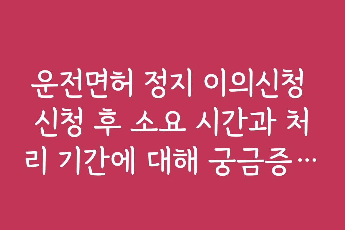 운전면허 정지 이의신청 신청 후 소요 시간과 처리 기간에 대해 궁금증 해결