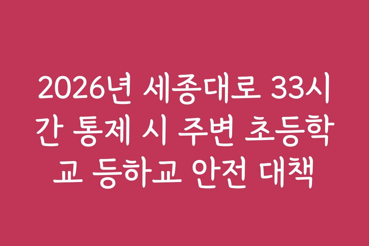 2026년 세종대로 33시간 통제 시 주변 초등학교 등하교 안전 대책
