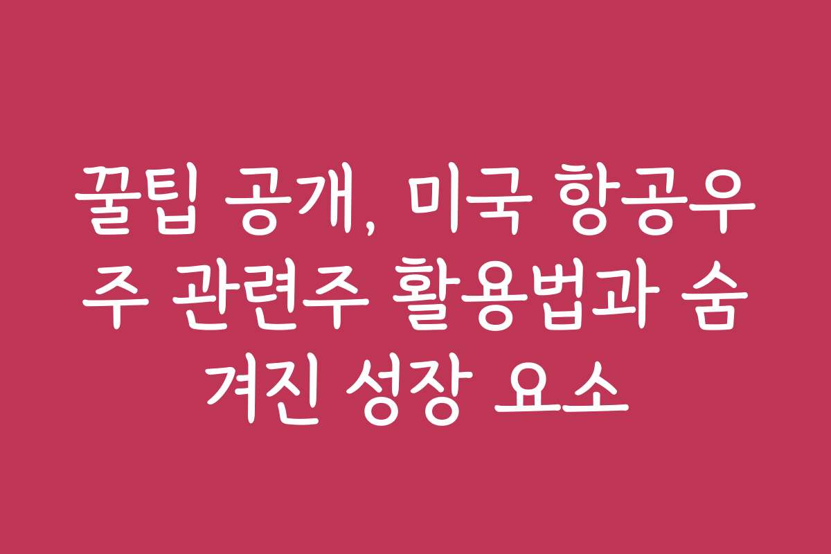 꿀팁 공개, 미국 항공우주 관련주 활용법과 숨겨진 성장 요소