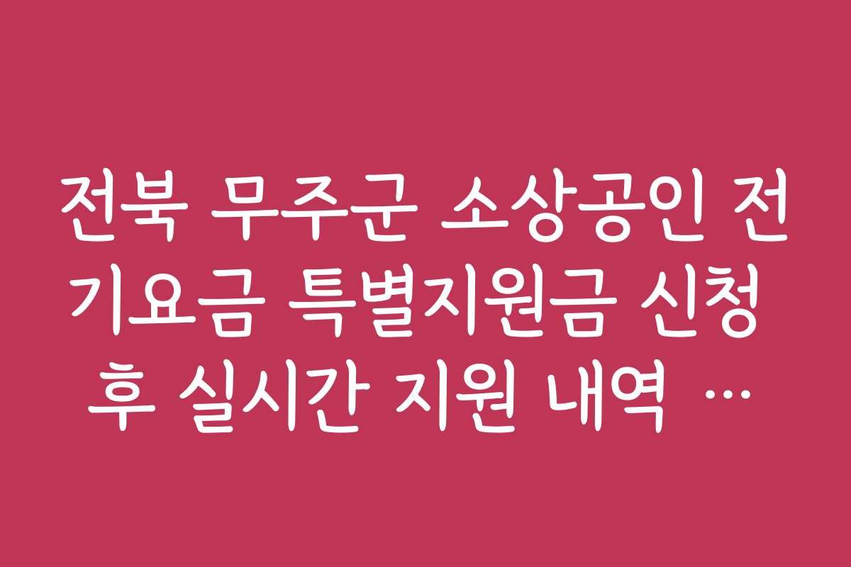 전북 무주군 소상공인 전기요금 특별지원금 신청 후 실시간 지원 내역 조회 방법을 안내합니다