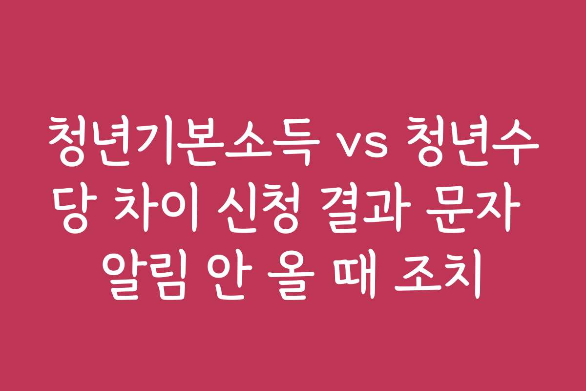 청년기본소득 vs 청년수당 차이 신청 결과 문자 알림 안 올 때 조치