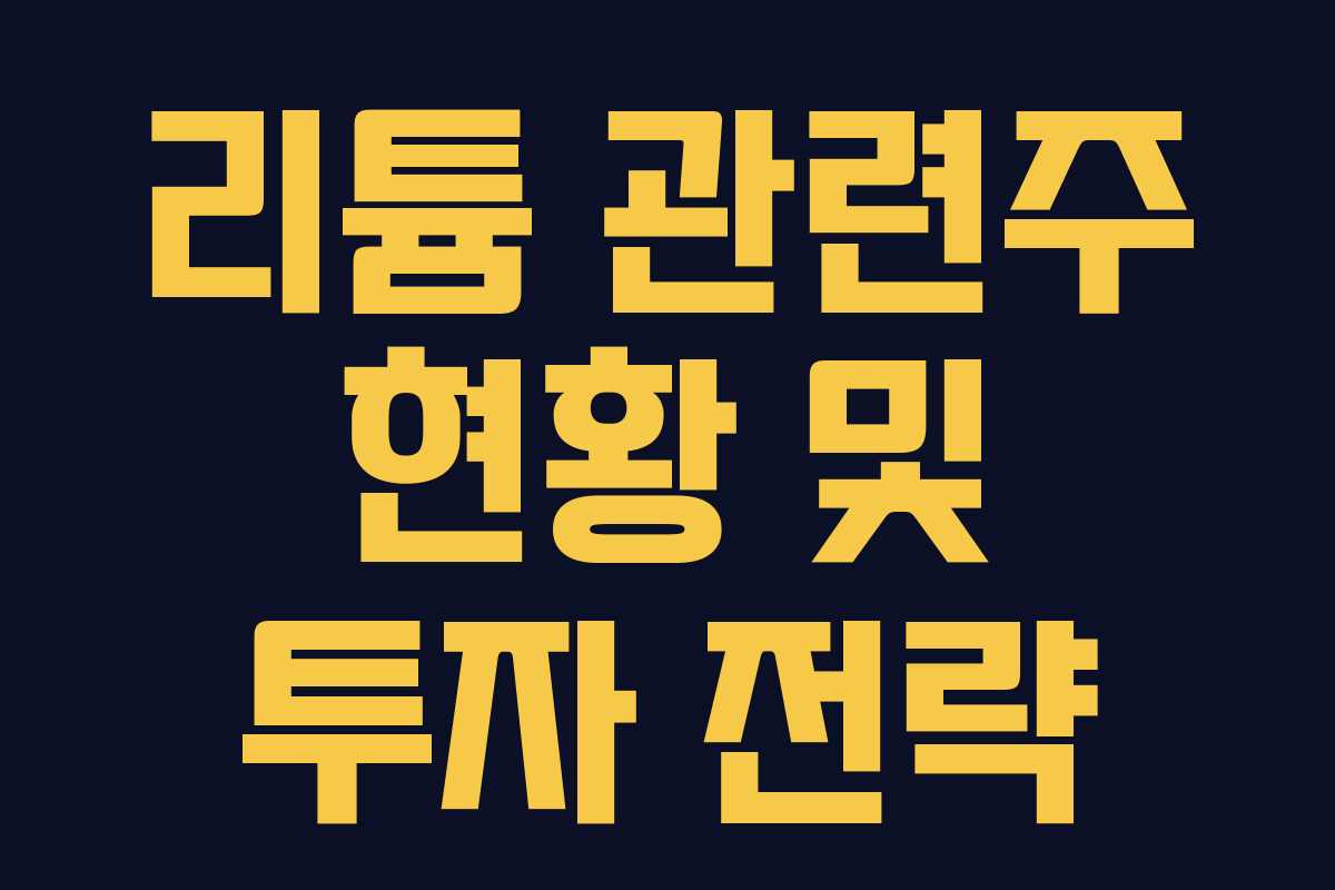 리튬 관련주 현황 및 투자 전략