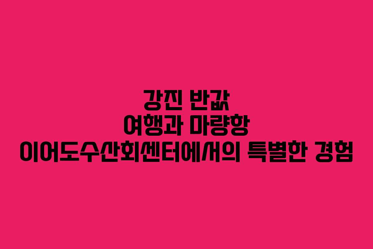 강진 반값 여행과 마량항 이어도수산회센터에서의 특별한 경험