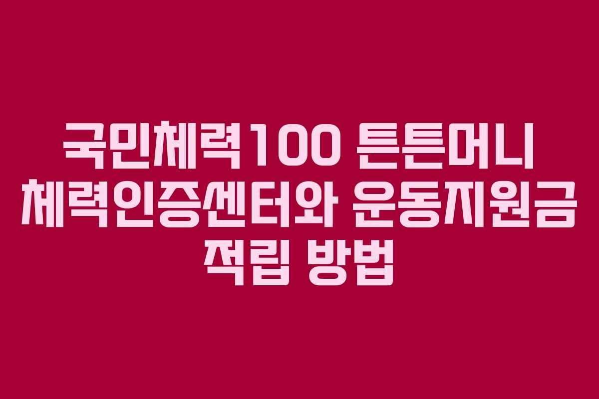 국민체력100 튼튼머니 체력인증센터와 운동지원금 적립 방법