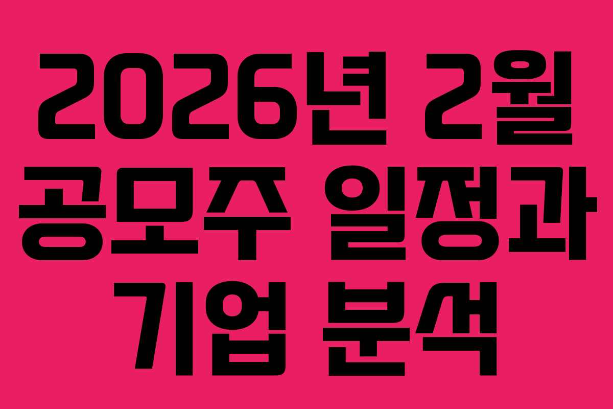 2026년 2월 공모주 일정과 기업 분석