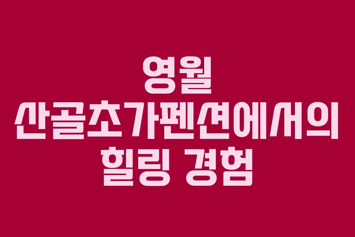영월 산골초가펜션에서의 힐링 경험
