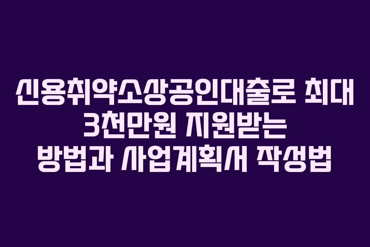 신용취약소상공인대출로 최대 3천만원 지원받는 방법과 사업계획서 작성법