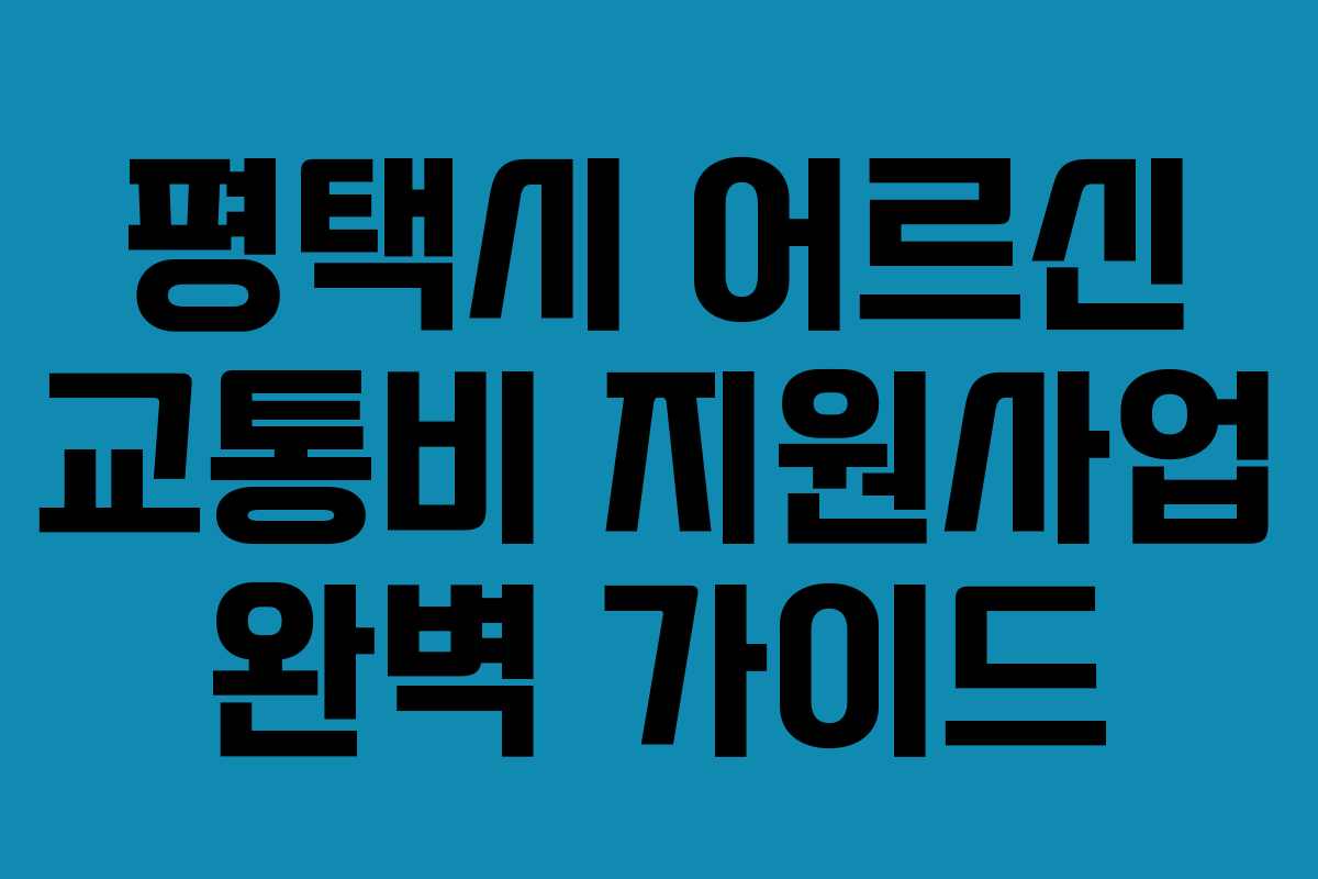 평택시 어르신 교통비 지원사업 완벽 가이드
