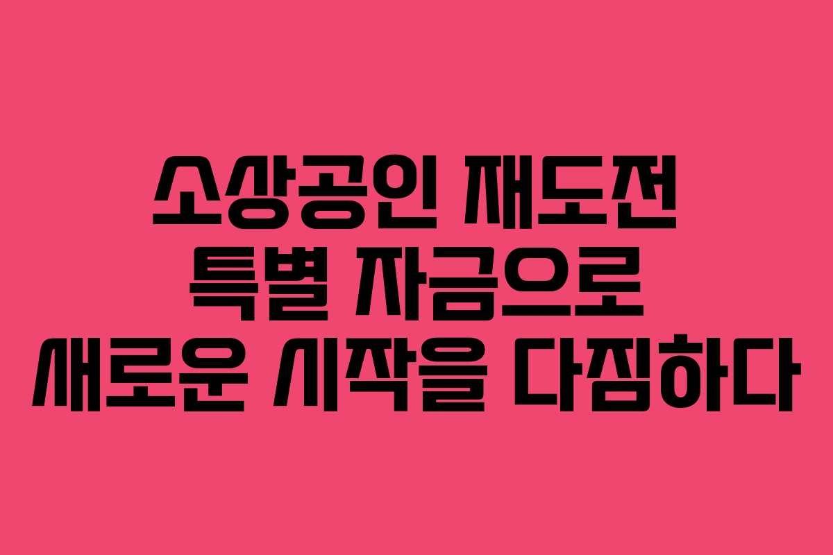 소상공인 재도전 특별 자금으로 새로운 시작을 다짐하다
