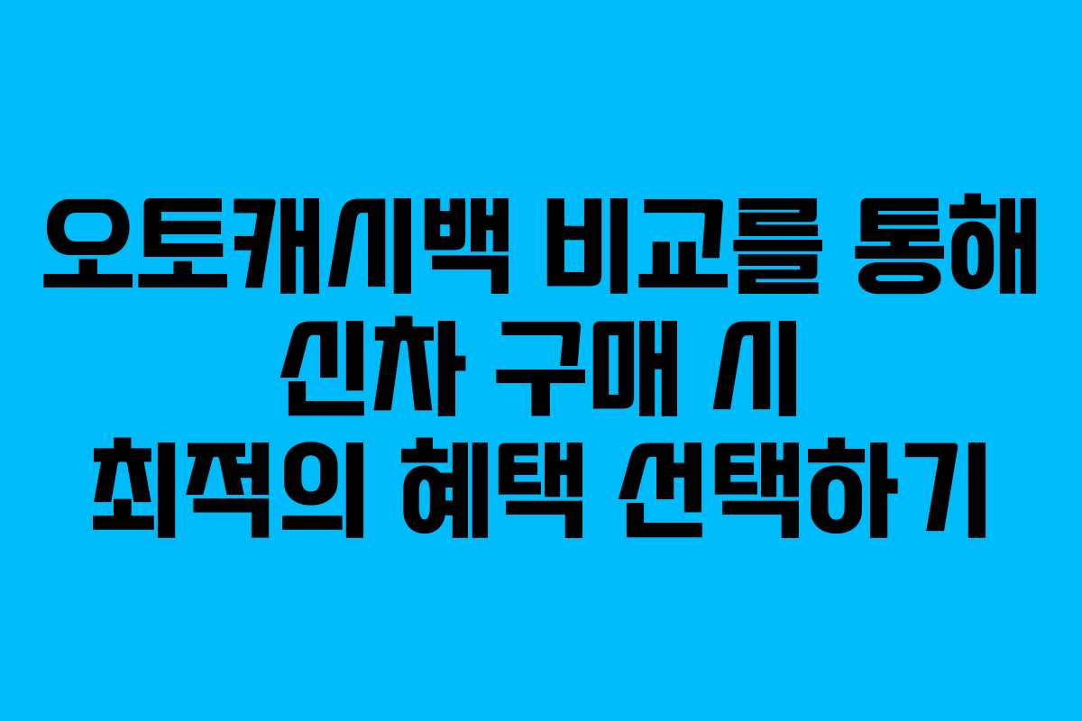 오토캐시백 비교를 통해 신차 구매 시 최적의 혜택 선택하기