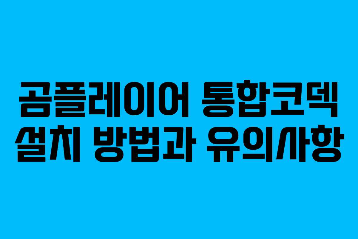 곰플레이어 통합코덱 설치 방법과 유의사항