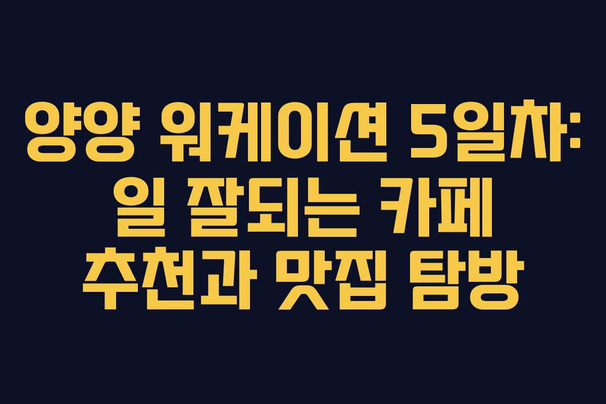 양양 워케이션 5일차: 일 잘되는 카페 추천과 맛집 탐방