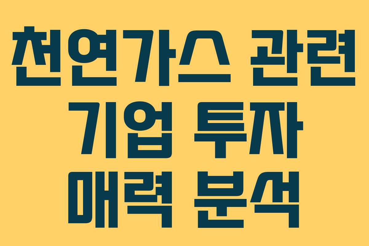 천연가스 관련 기업 투자 매력 분석