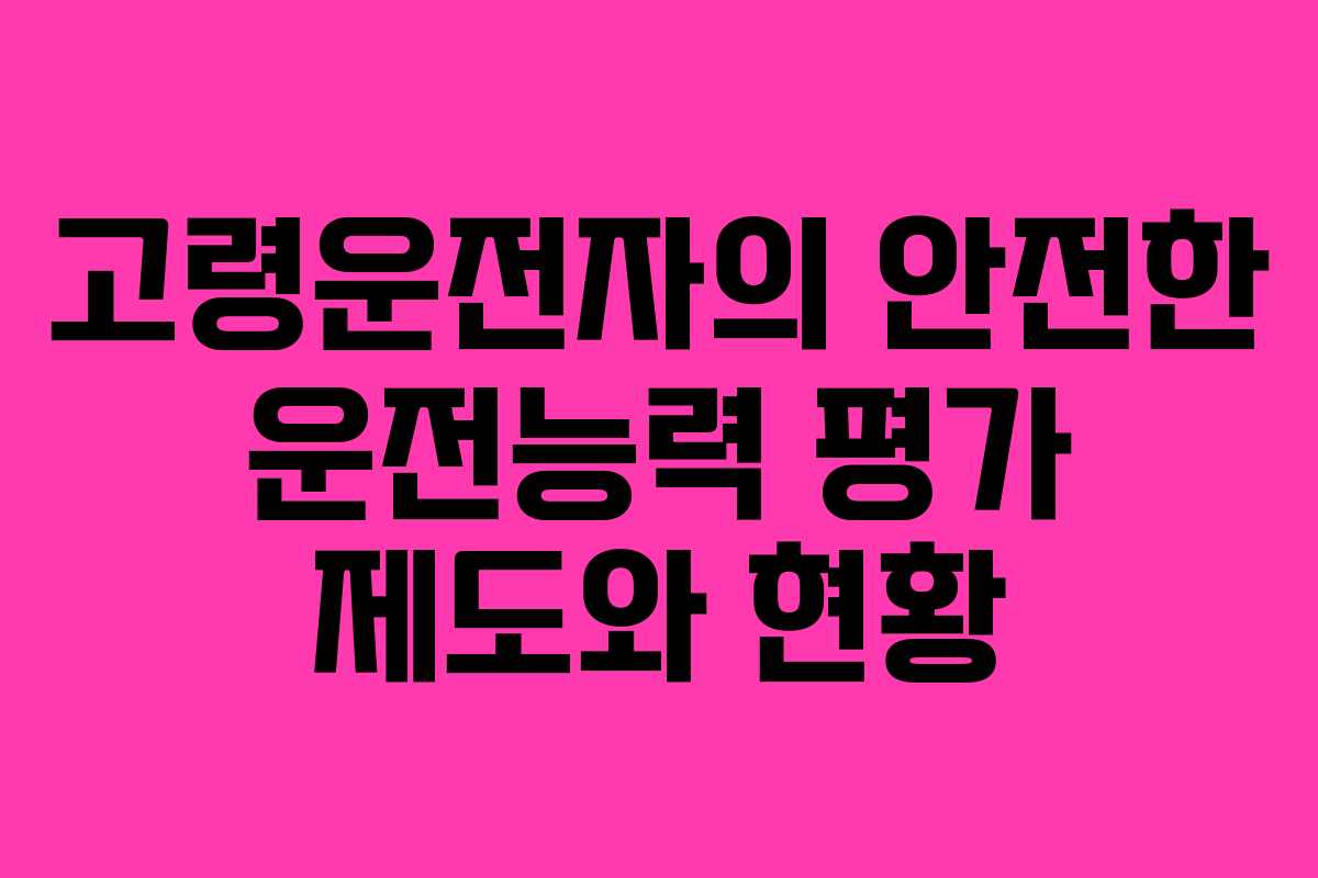 고령운전자의 안전한 운전능력 평가 제도와 현황