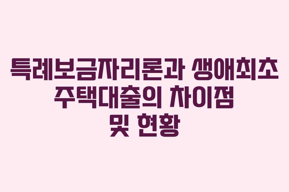 특례보금자리론과 생애최초 주택대출의 차이점 및 현황