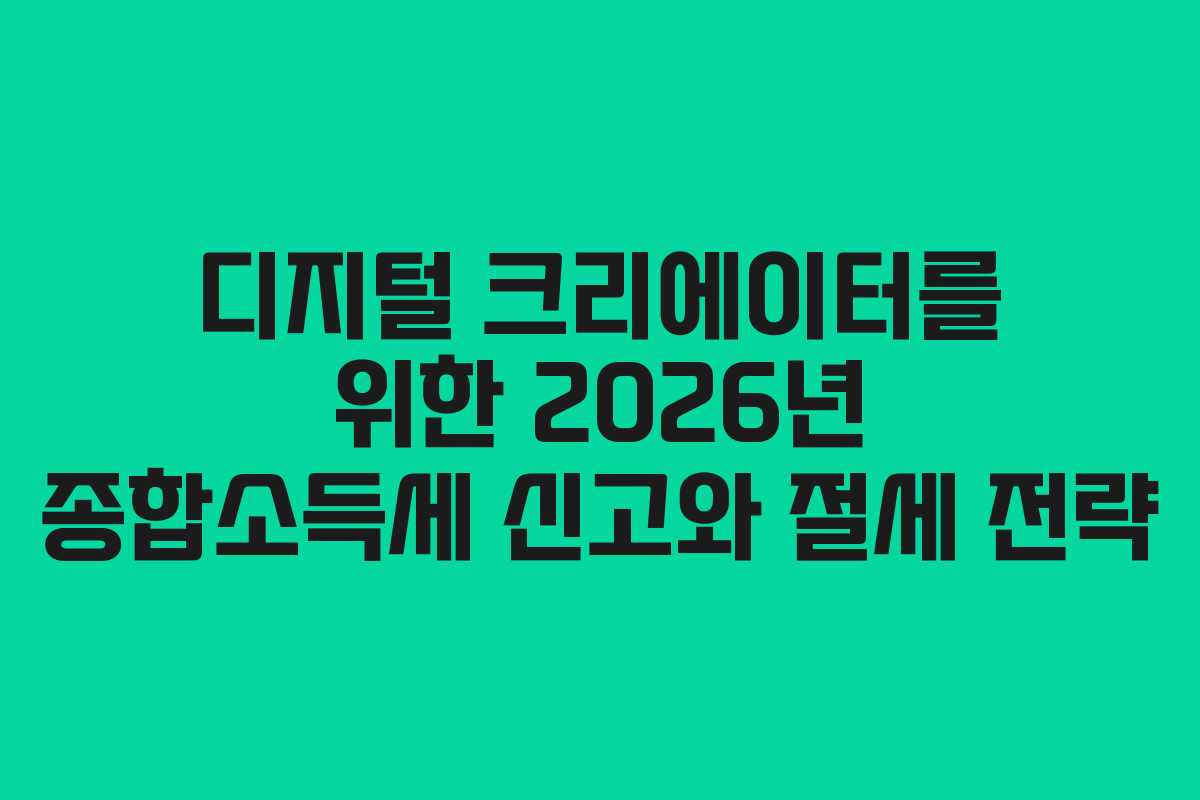 디지털 크리에이터를 위한 2026년 종합소득세 신고와 절세 전략