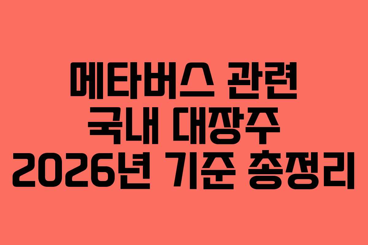 메타버스 관련 국내 대장주 2026년 기준 총정리
