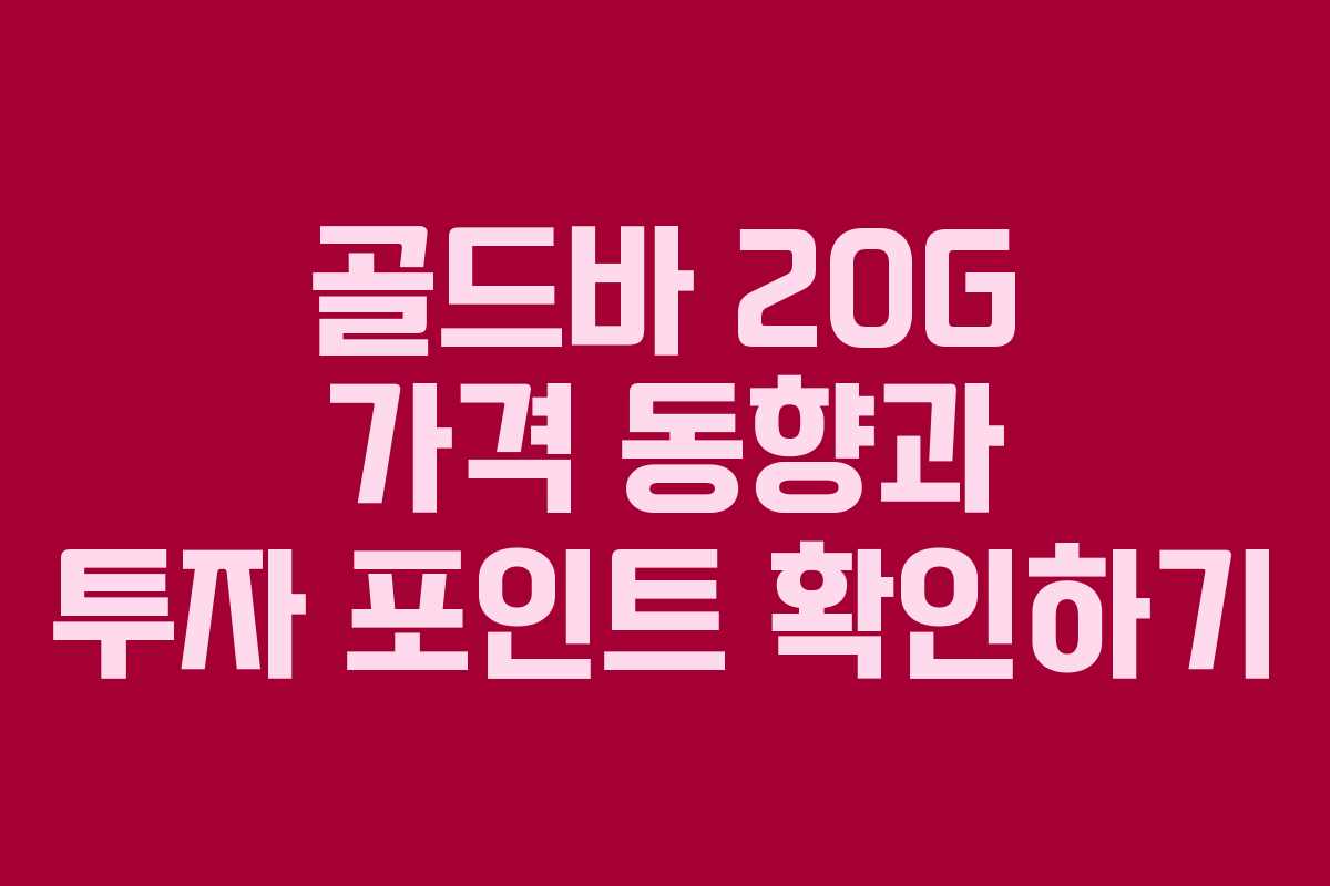 골드바 20G 가격 동향과 투자 포인트 확인하기
