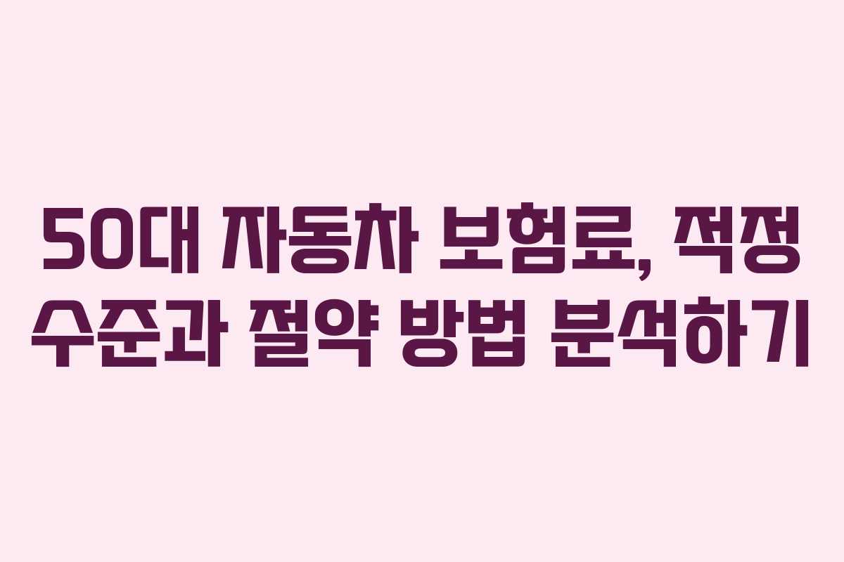50대 자동차 보험료, 적정 수준과 절약 방법 분석하기