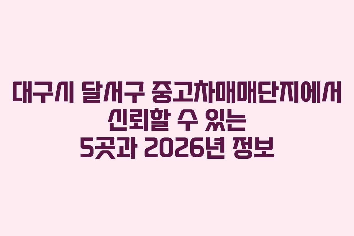 대구시 달서구 중고차매매단지에서 신뢰할 수 있는 5곳과 2026년 정보