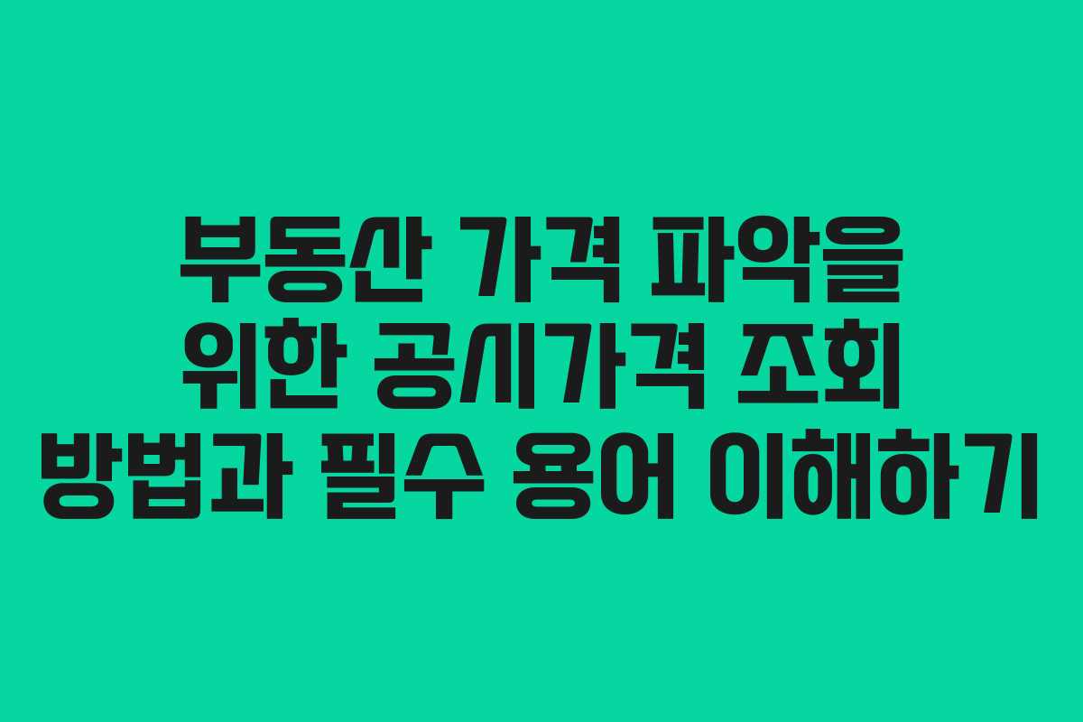 부동산 가격 파악을 위한 공시가격 조회 방법과 필수 용어 이해하기