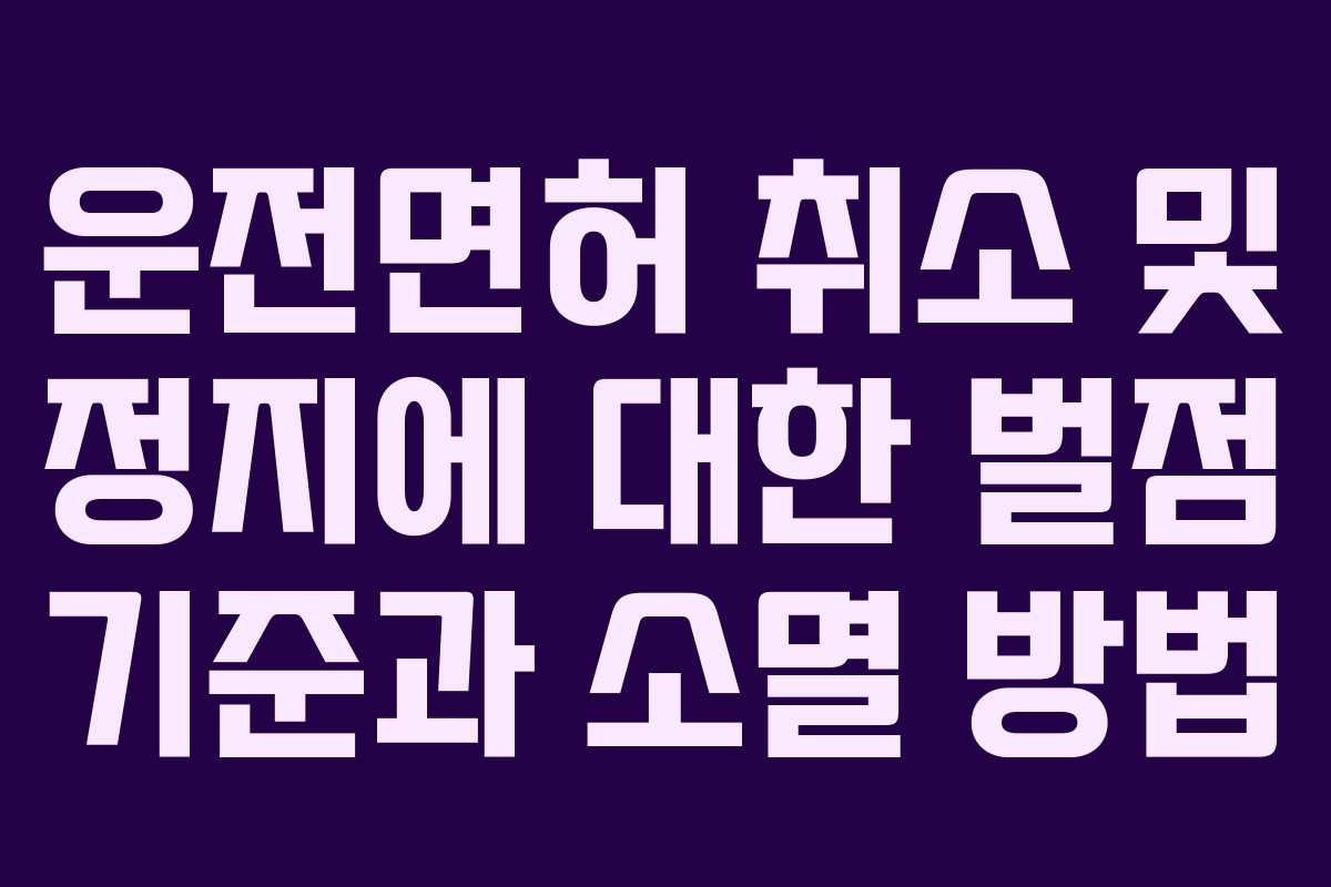 운전면허 취소 및 정지에 대한 벌점 기준과 소멸 방법