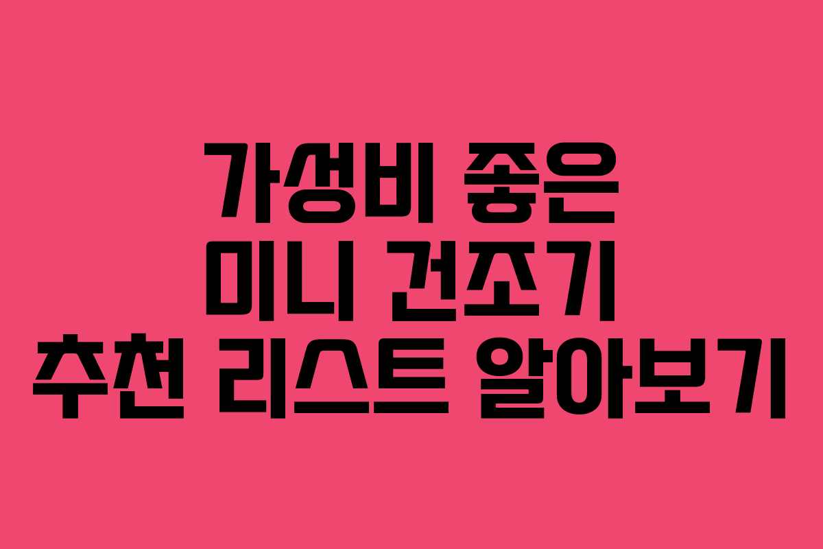 가성비 좋은 미니 건조기 추천 리스트 알아보기