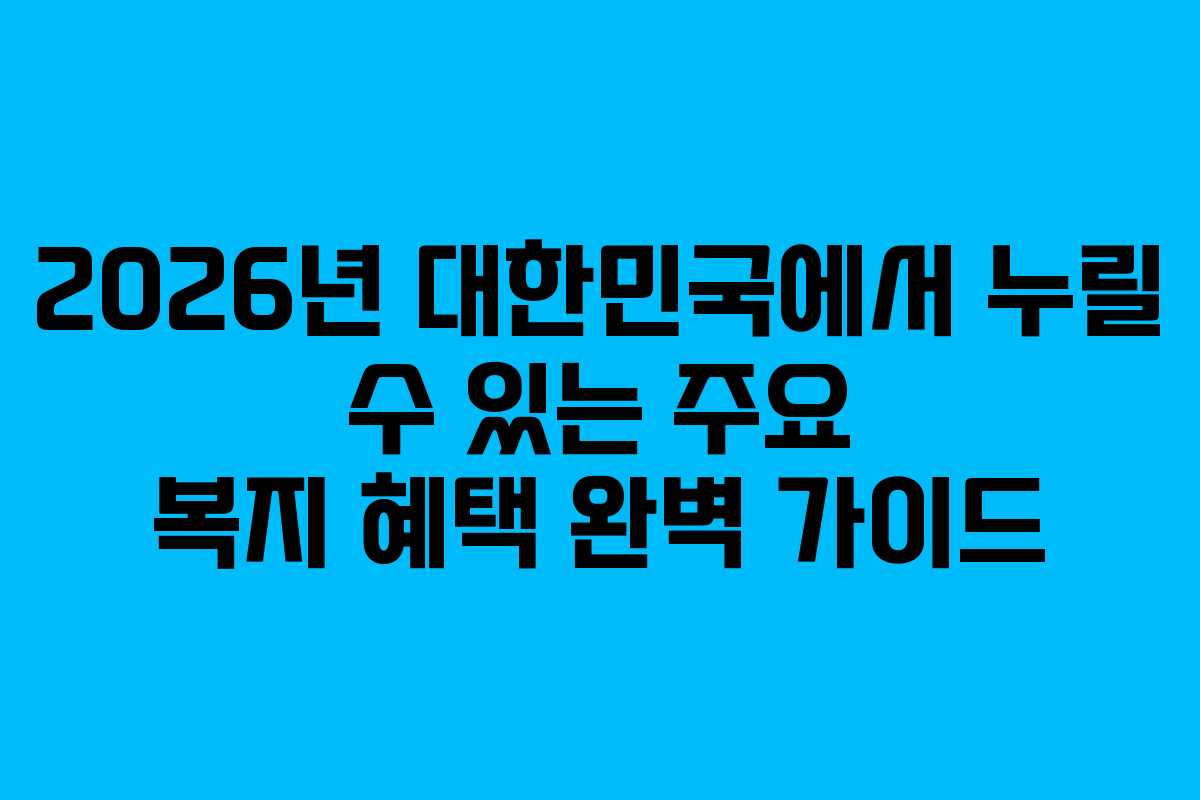 2026년 대한민국에서 누릴 수 있는 주요 복지 혜택 완벽 가이드