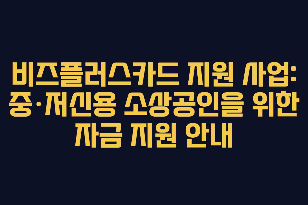 비즈플러스카드 지원 사업: 중·저신용 소상공인을 위한 자금 지원 안내