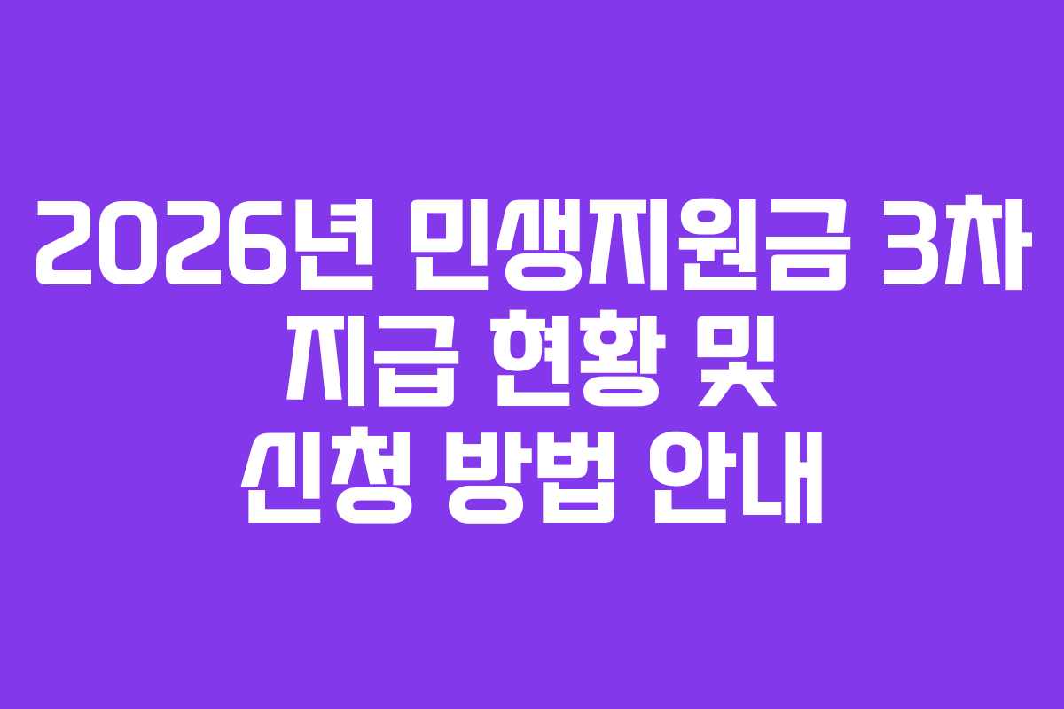 2026년 민생지원금 3차 지급 현황 및 신청 방법 안내