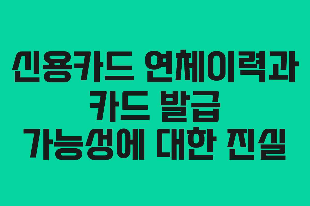 신용카드 연체이력과 카드 발급 가능성에 대한 진실