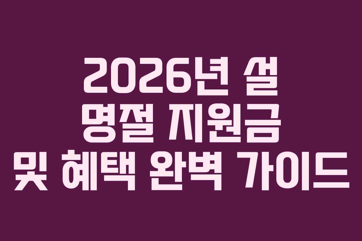 2026년 설 명절 지원금 및 혜택 완벽 가이드