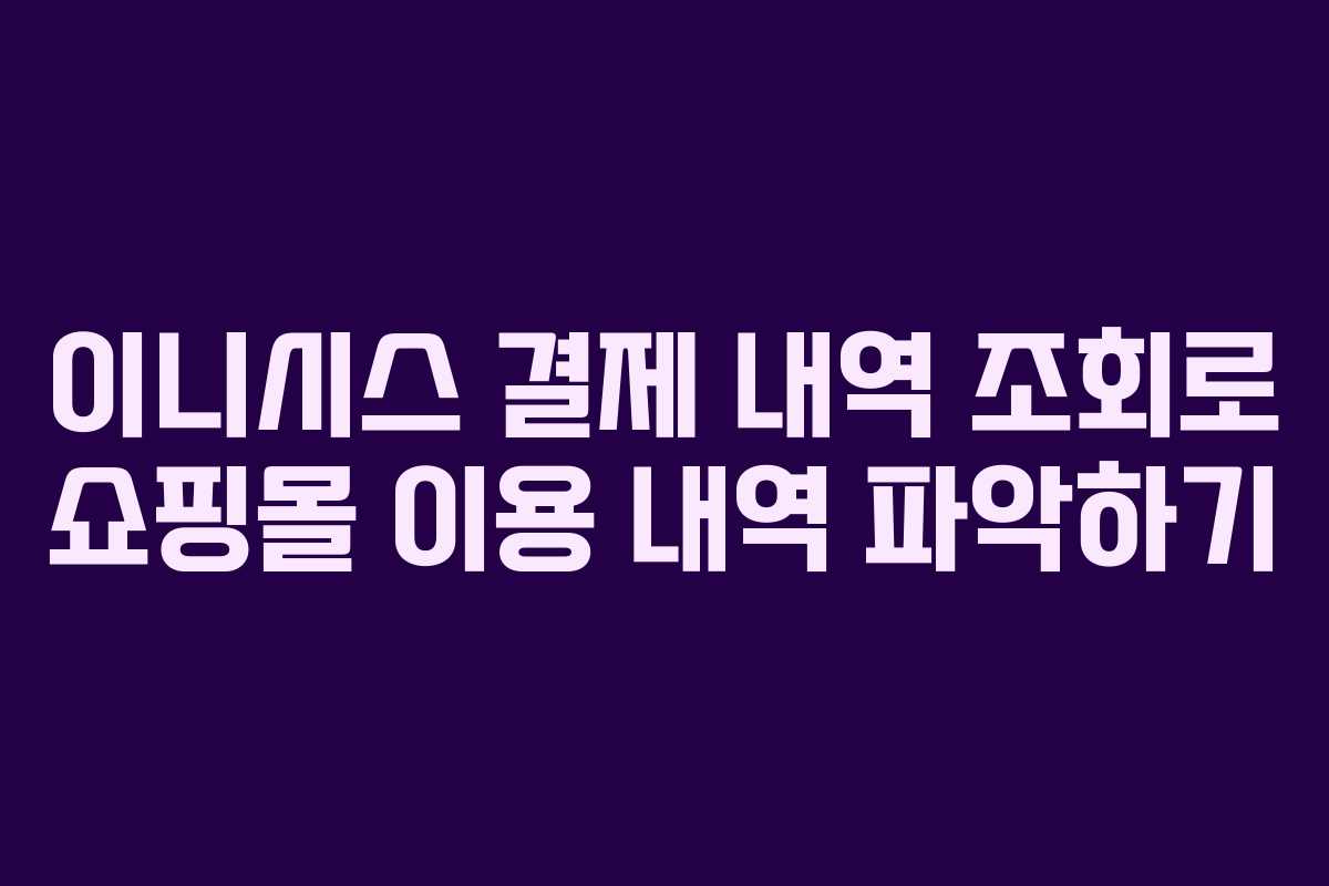 이니시스 결제 내역 조회로 쇼핑몰 이용 내역 파악하기