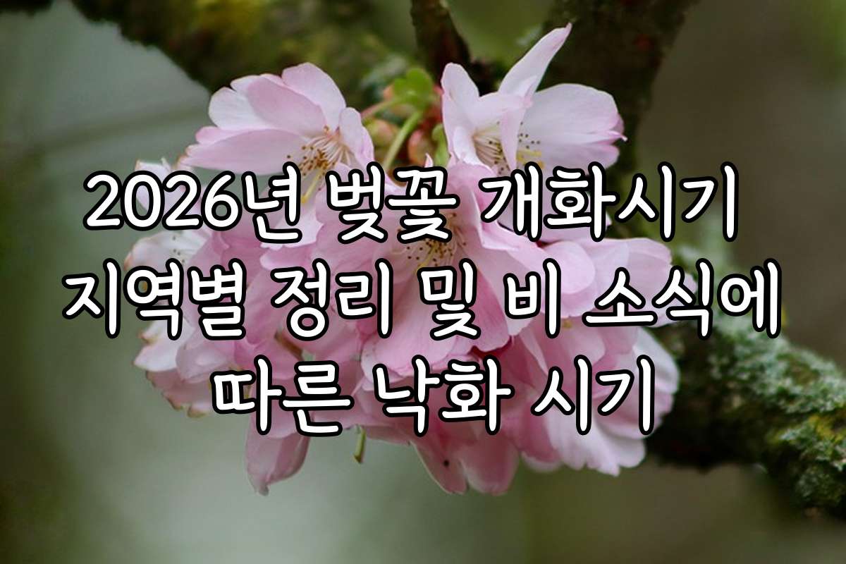 2026년 벚꽃 개화시기 지역별 정리 및 비 소식에 따른 낙화 시기