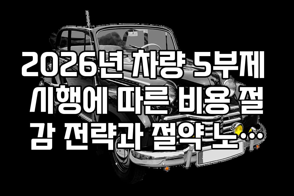 2026년 차량 5부제 시행에 따른 비용 절감 전략과 절약 노하우
