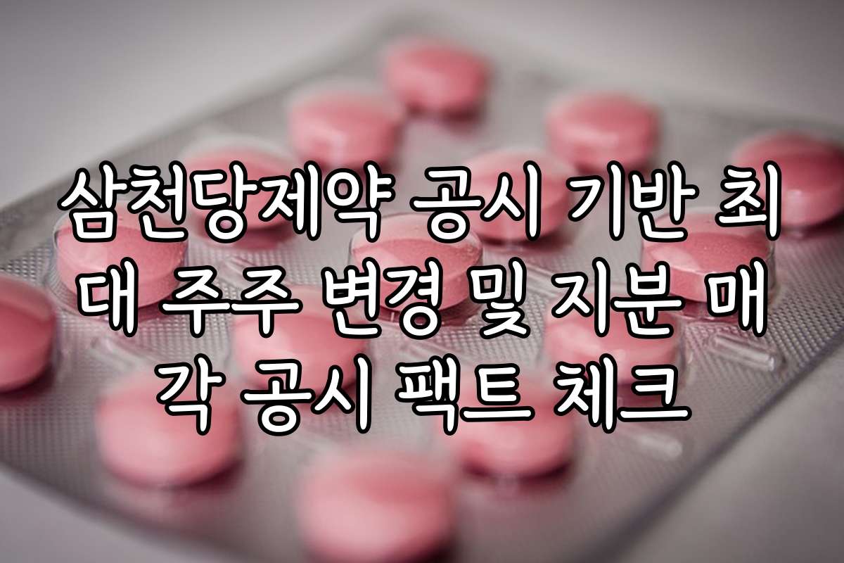 삼천당제약 공시 기반 최대 주주 변경 및 지분 매각 공시 팩트 체크