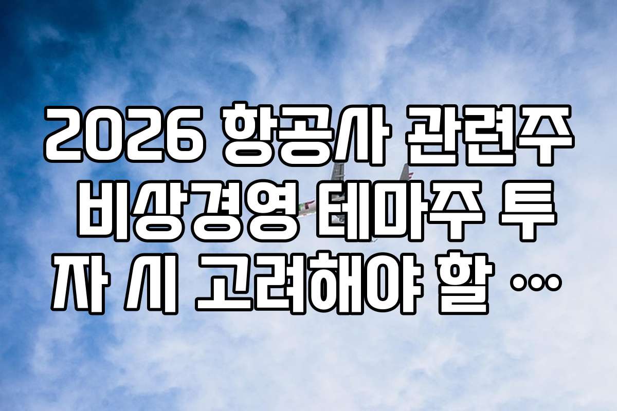 2026 항공사 관련주 비상경영 테마주 투자 시 고려해야 할 핵심 포인트