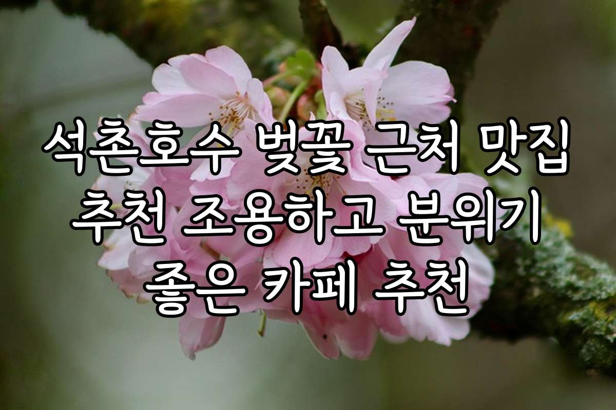 석촌호수 벚꽃 근처 맛집 추천 조용하고 분위기 좋은 카페 추천