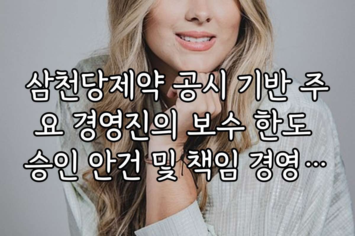 삼천당제약 공시 기반 주요 경영진의 보수 한도 승인 안건 및 책임 경영 의지