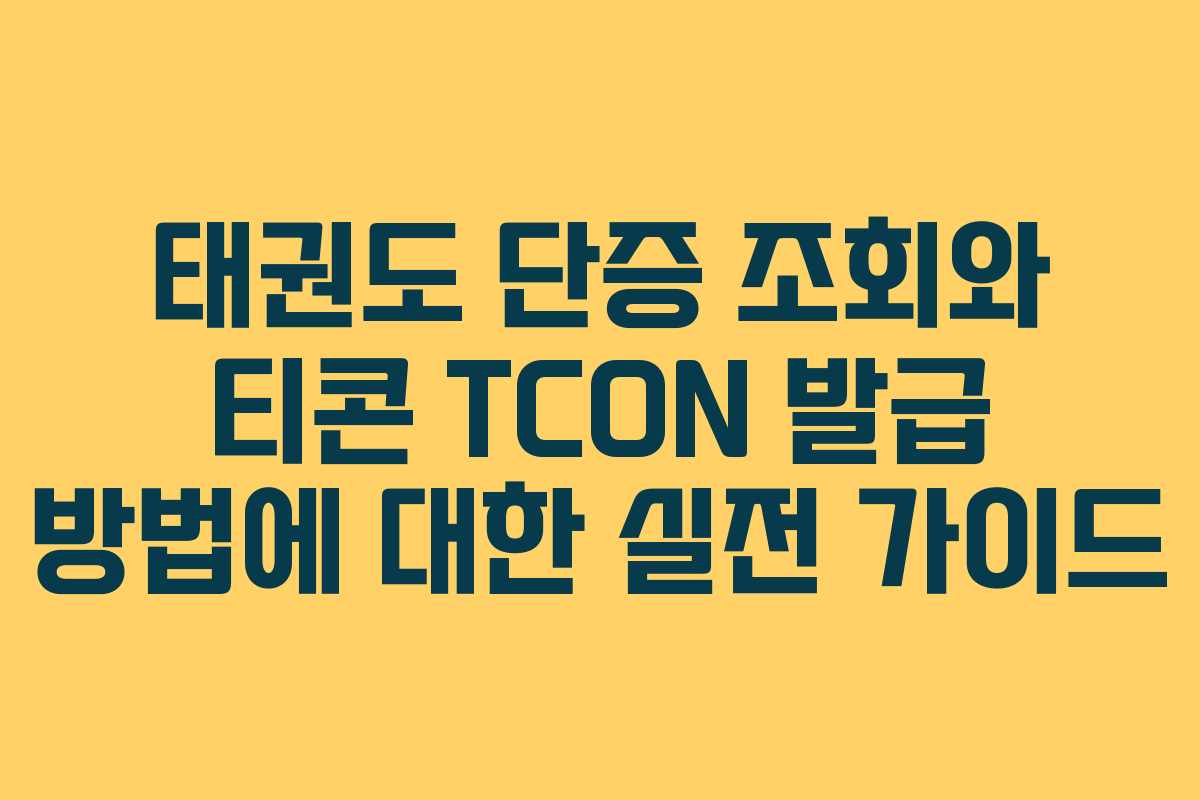 태권도 단증 조회와 티콘 TCON 발급 방법에 대한 실전 가이드