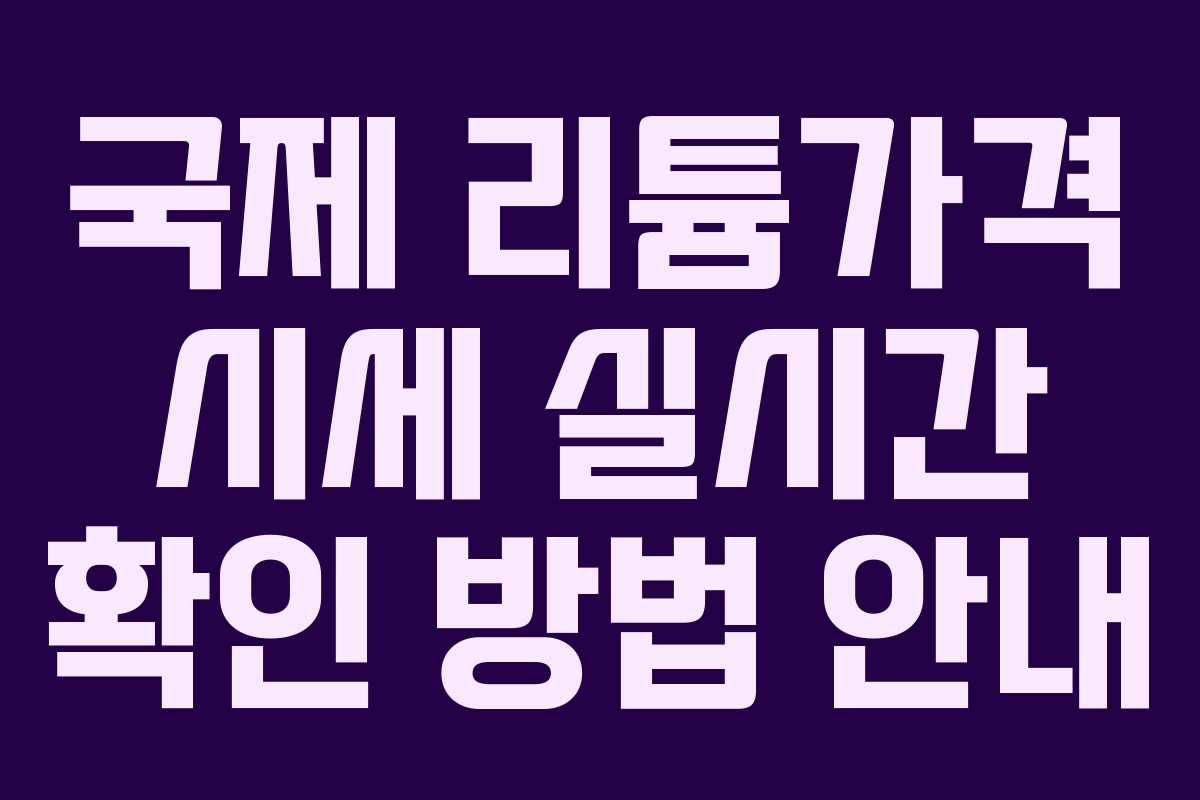 국제 리튬가격 시세 실시간 확인 방법 안내