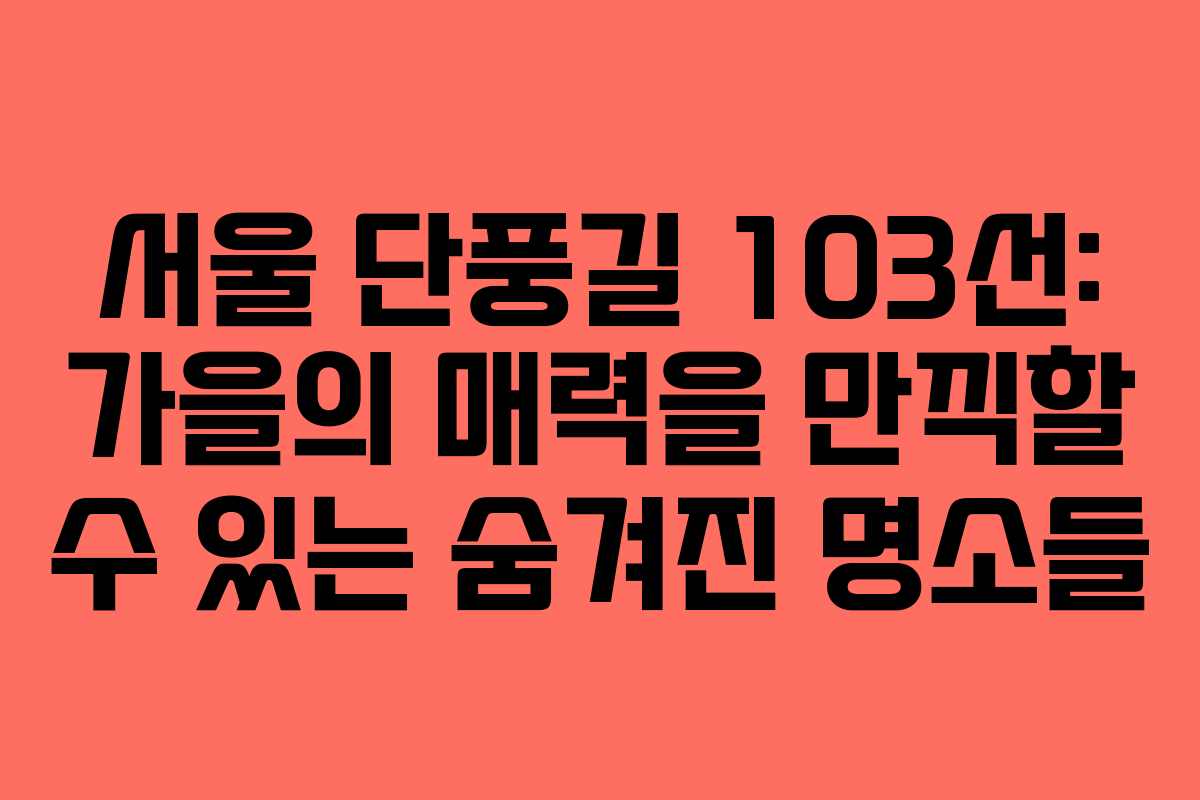서울 단풍길 103선: 가을의 매력을 만끽할 수 있는 숨겨진 명소들