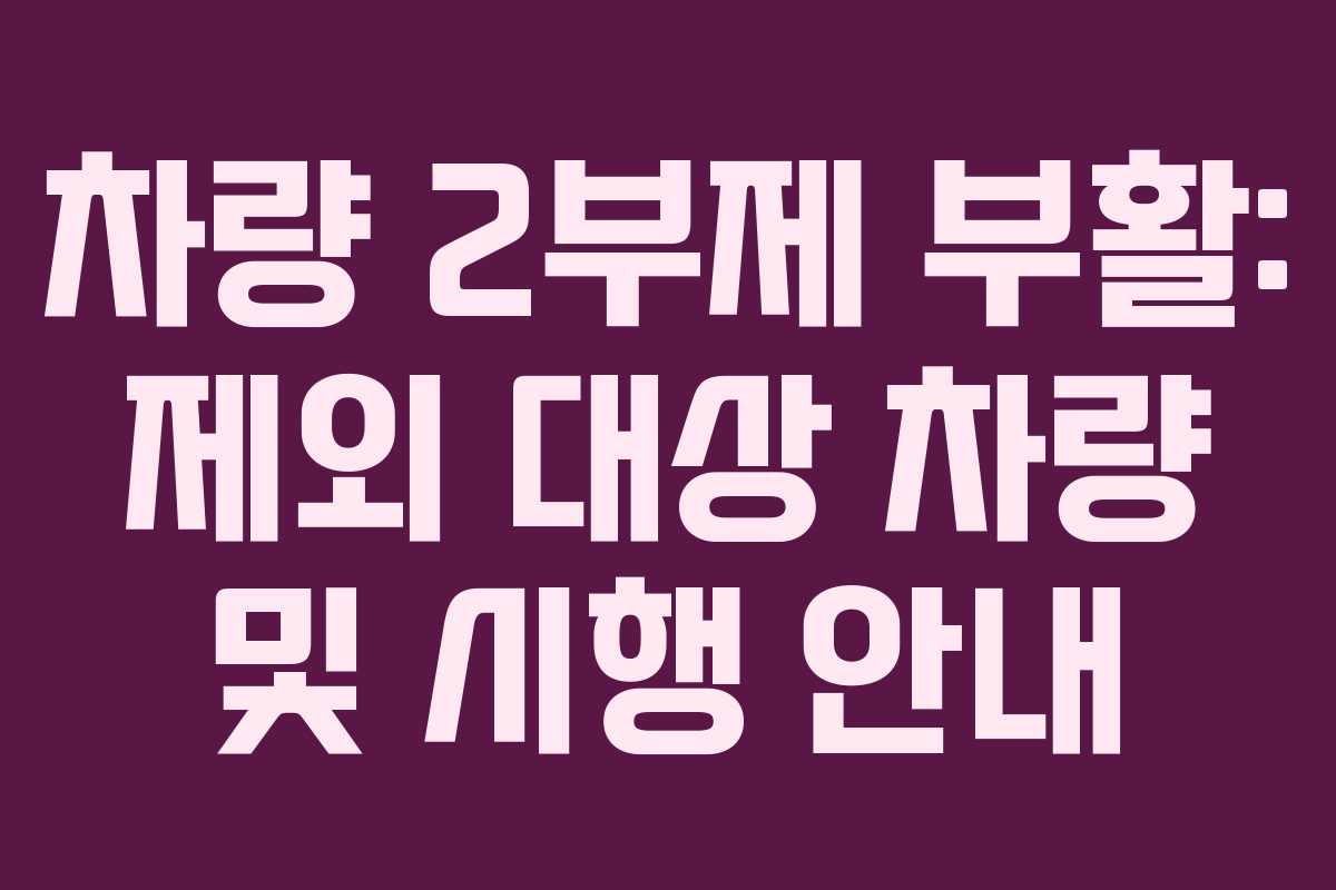 차량 2부제 부활: 제외 대상 차량 및 시행 안내