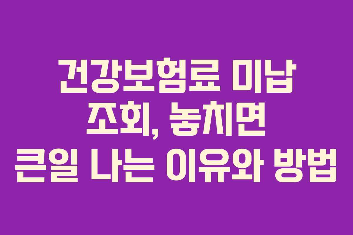 건강보험료 미납 조회, 놓치면 큰일 나는 이유와 방법