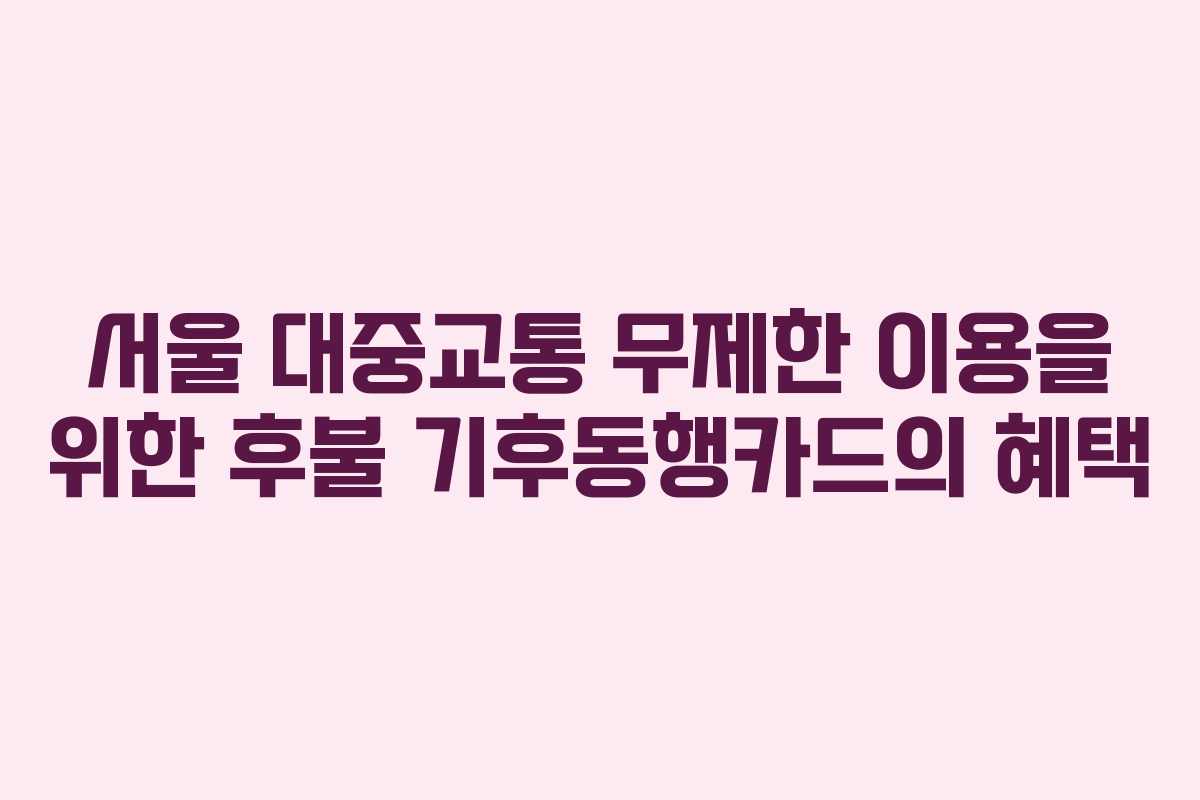 서울 대중교통 무제한 이용을 위한 후불 기후동행카드의 혜택