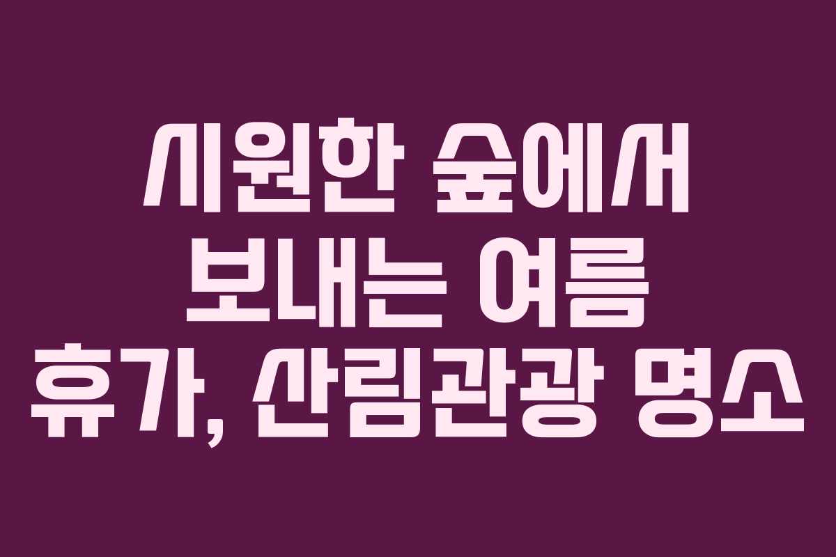 시원한 숲에서 보내는 여름 휴가, 산림관광 명소