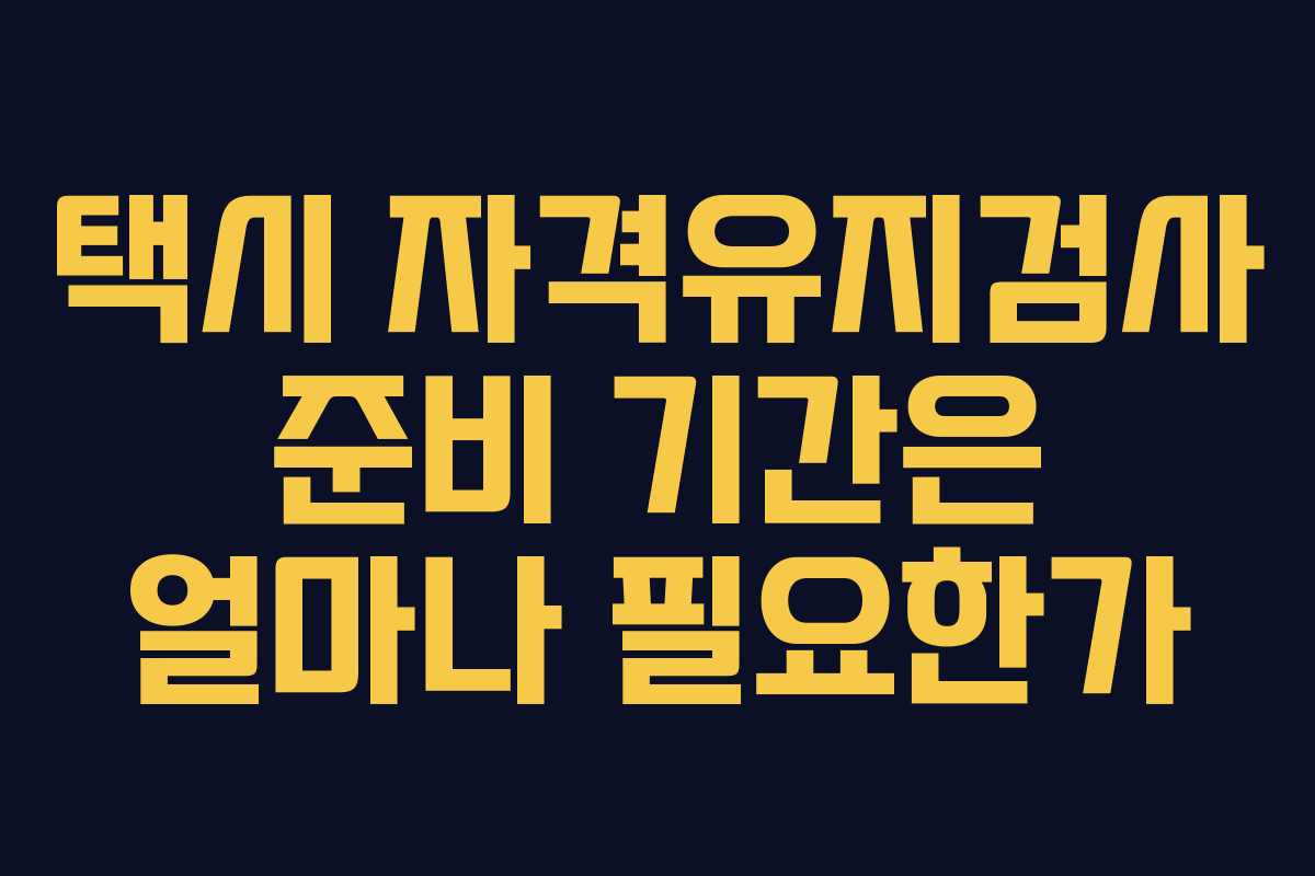 택시 자격유지검사 준비 기간은 얼마나 필요한가