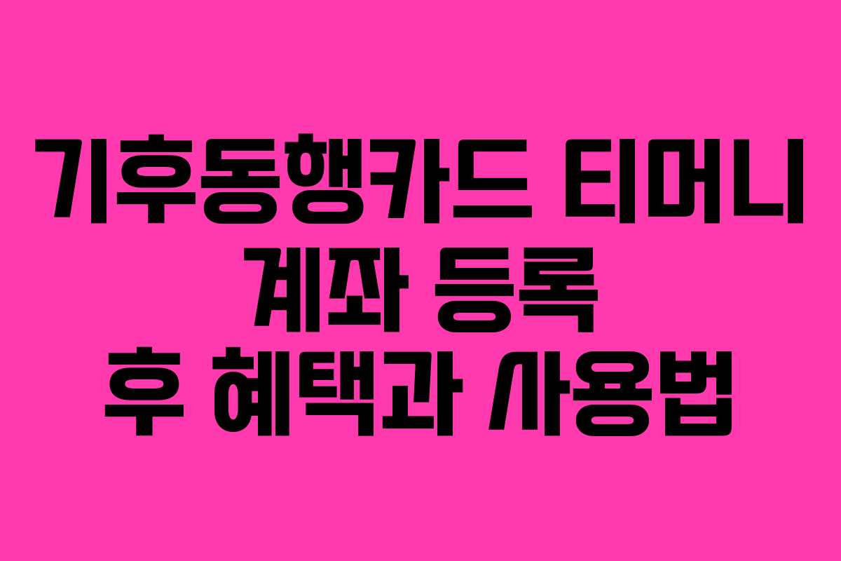 기후동행카드 티머니 계좌 등록 후 혜택과 사용법